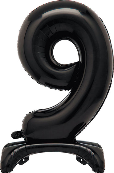 Number 9 Black Giant Standing Air Filled Foil Balloon 76.2cm Each