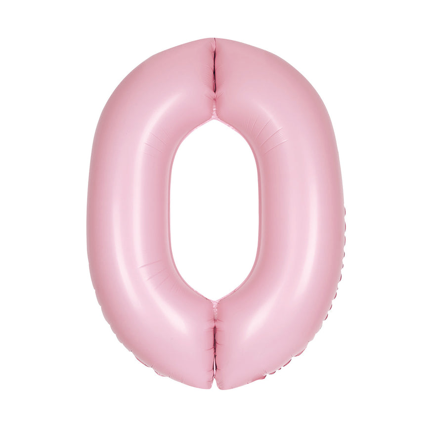 Number 0 Matte Pastel Pink Foil Balloon 86cm Each