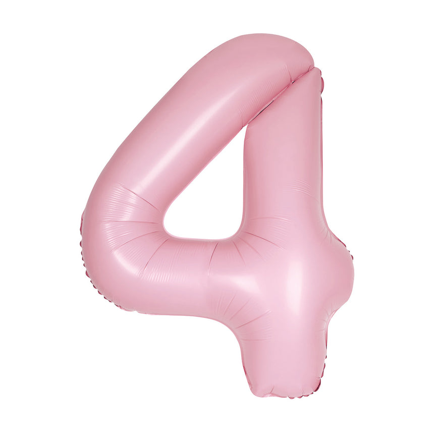 Number 4 Matte Pastel Pink Foil Balloon 86cm Each
