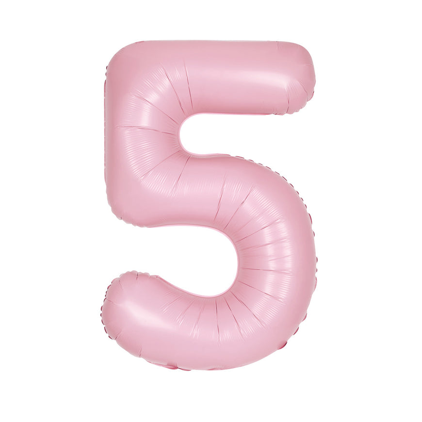 Number 1 Matte Pastel Pink Foil Balloon 86cm Each