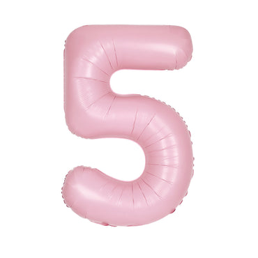 Number 5 Matte Pastel Pink Foil Balloon 86cm Each