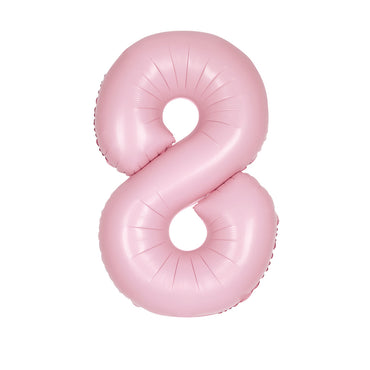 Number 8 Matte Pastel Pink Foil Balloon 86cm Each