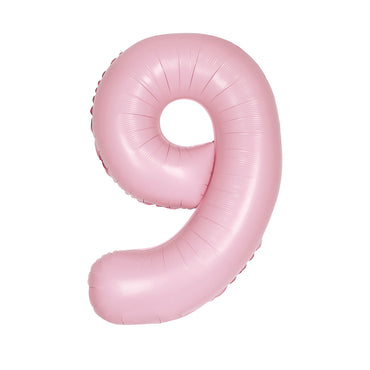 Number 9 Matte Pastel Pink Foil Balloon 86cm Each