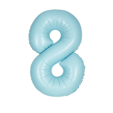 Number 8 Matte Pastel Blue Foil Balloon 86cm Each