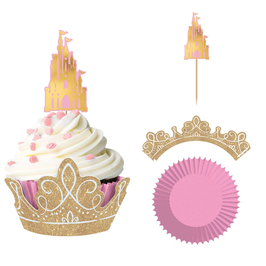 Disney Princess Once Upon A Time Glittered Cupcake Kit 24pk - Party Savers