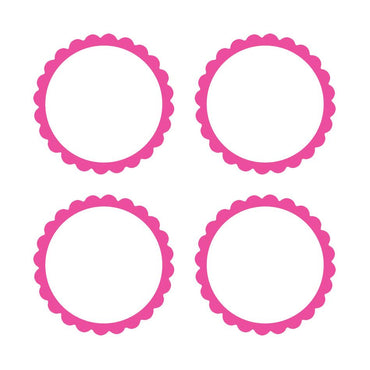 Bright Pink Scalloped Labels 5pk - Party Savers