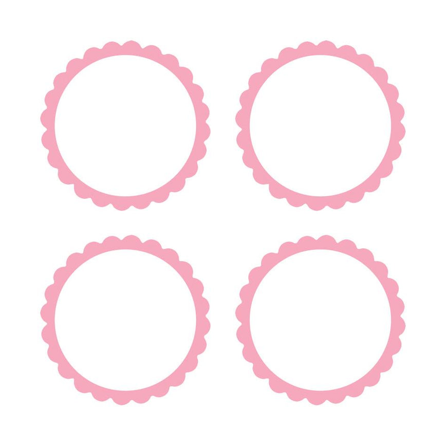 Bright Pink Scalloped Labels 5pk - Party Savers