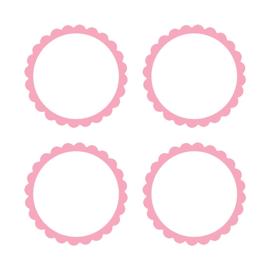 Apple Red Scalloped Labels 5pk - Party Savers