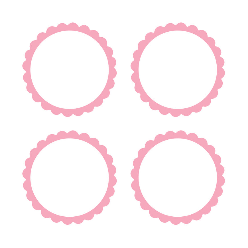 New Pink Scalloped Labels 5pk - Party Savers