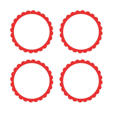 Apple Red Scalloped Labels 5pk - Party Savers