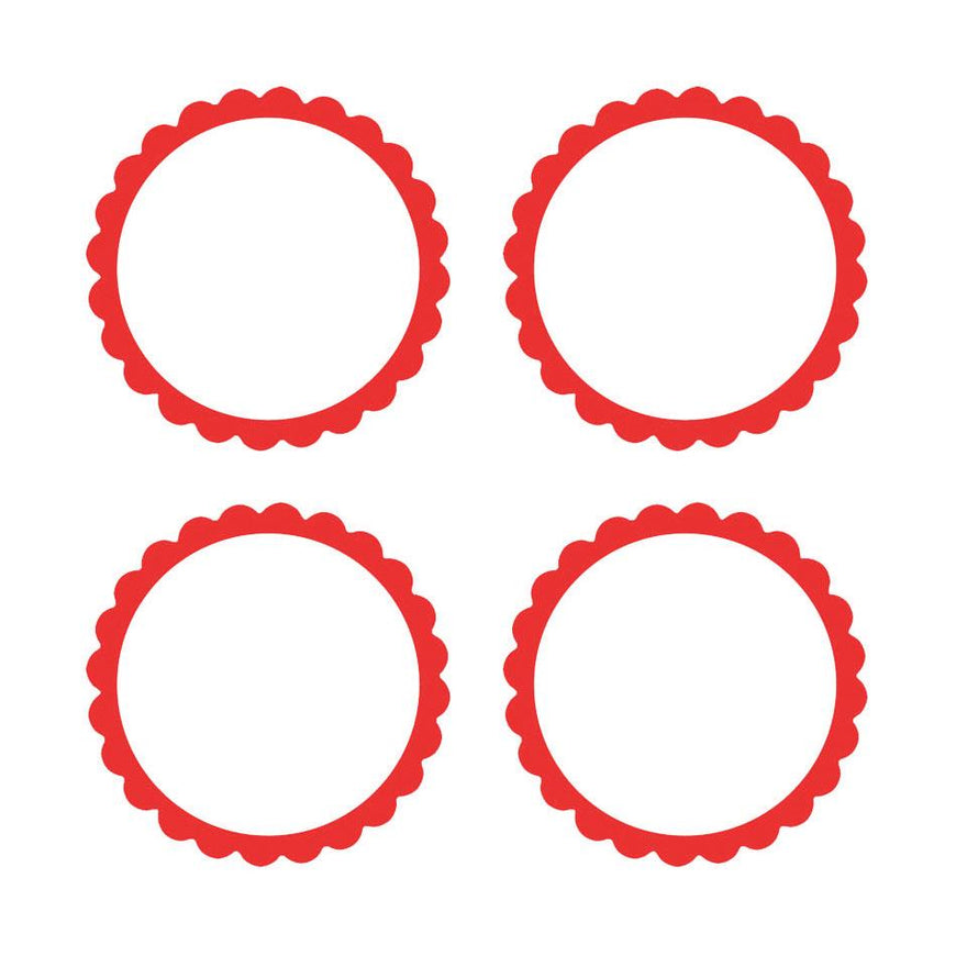 Apple Red Scalloped Labels 5pk - Party Savers
