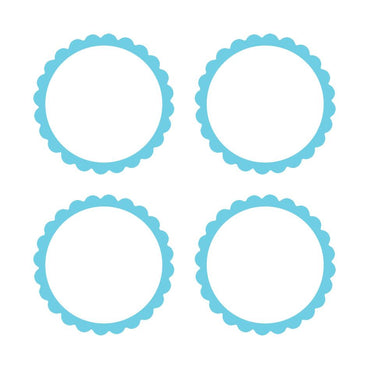 Caribbean Blue Scalloped Labels 5pk - Party Savers