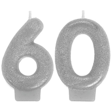 Sparkling 60th Celebration Numeral Candle - Party Savers