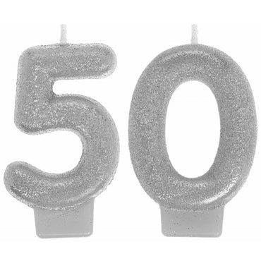 Sparkling 50 Celebration Numeral Candles - Party Savers