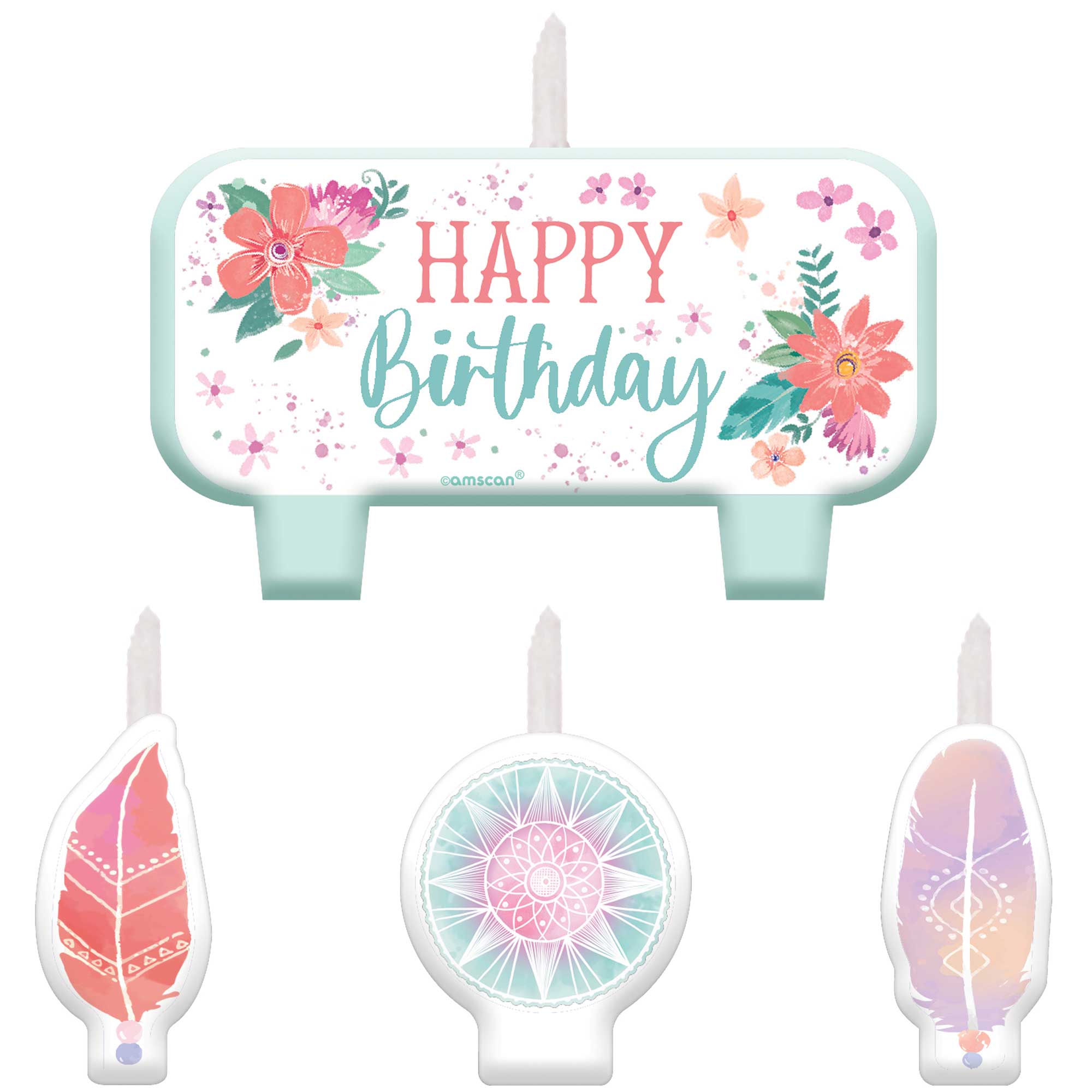 Free Spirit Happy Birthday Candle Set 4pk