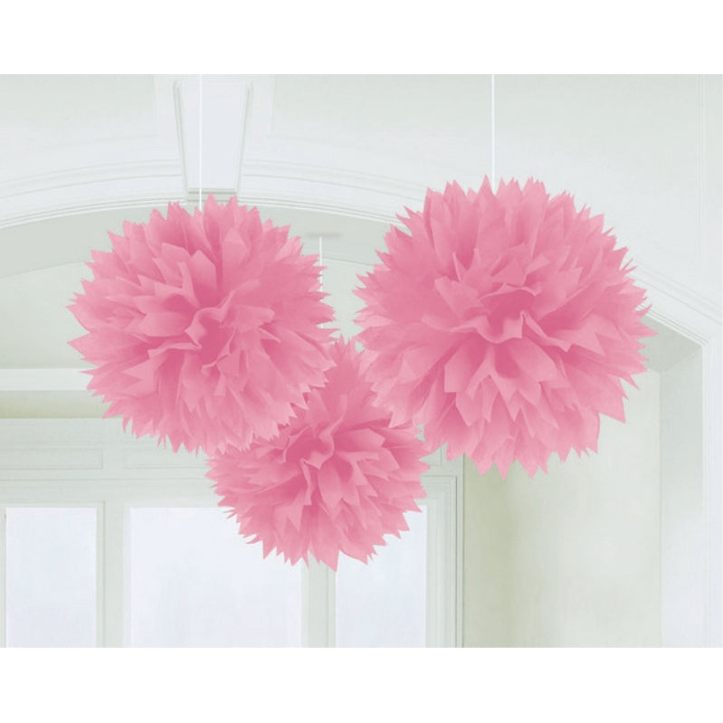Black Fluffy Tissue Decorations 16in 3pk - Party Savers