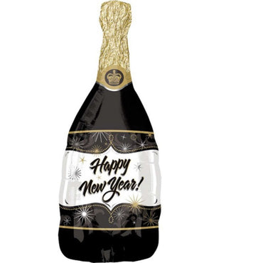 Happy New Year Champagne Bottle SuperShape Foil Balloon 36cm x 91cm - Party Savers