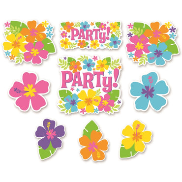 Hibiscus Value Pack Printed Cardboard Cutouts - Paper 12pk - Party Savers