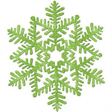 Snowflake Green Glitter Decoration 16cm Each - Party Savers