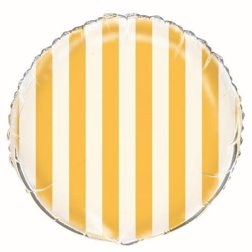 Yellow Stripes Foil Balloon 45cm - Party Savers