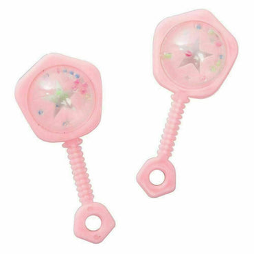 Pink Baby Rattles 6.5cm 6pk - Party Savers