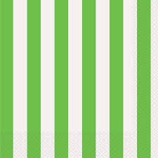 Lime Green Stripes Lunch Napkins 16pk - Party Savers