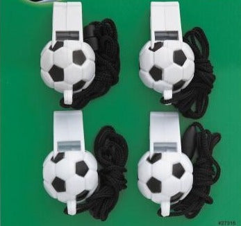 Soccer Ball Whistles 4pk - Party Savers