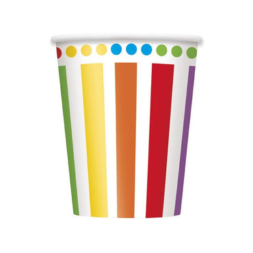 Rainbow Cups 270ml 8pk - Party Savers