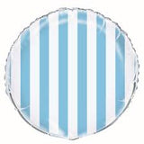 Royal Blue Stripes Foil Balloon 45cm - Party Savers