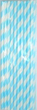 Pastel Blue Stripes Paper Straws 20pk - Party Savers