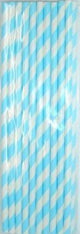 Pastel Blue Stripes Paper Straws 20pk - Party Savers