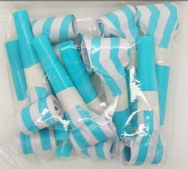 Teal Chevron And Stripes Blowouts 10pk - Party Savers