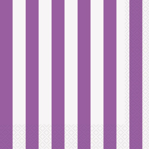 Purple Stripes Lunch Napkins 16pk - Party Savers