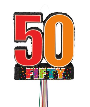 Birthday Cheer 50 Pull Pinata - Party Savers