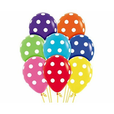 Assorted Polka Dots Latex Balloons 30cm 12pk - Party Savers
