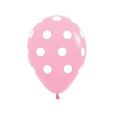 Pink Polka Dots Latex Balloons 30cm 12pk - Party Savers