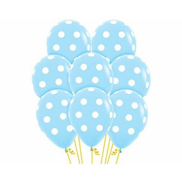 Blue Latex Polka Dots Latex Balloons 30cm 12pk - Party Savers