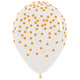 Gold Confetti on Crystal Clear Latex Balloons 30cm 12pk
