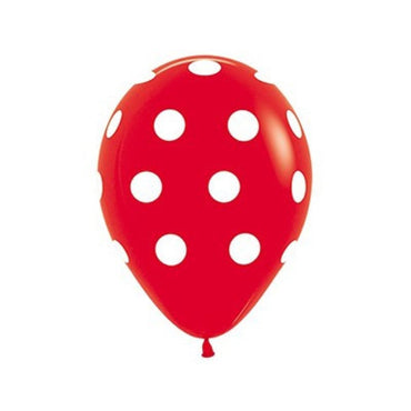 Red Polka Dots Latex Balloons 30cm 12pk - Party Savers