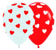 Hearts Printed Red & White Latex Balloons 30cm 12Pk - Party Savers