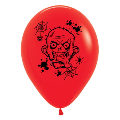 Zombie Horror Fashion Red Latex Balloons 30cm 6pk