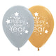 Happy New Year Metallic Silver & Gold Latex Balloons 30cm 25pk - Party Savers