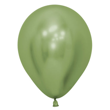 Metallic Reflex Lime Green Latex Balloons 12cm 50pk - Party Savers