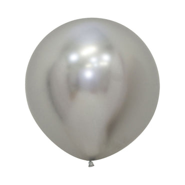 Silver Metallic Reflex Latex Balloons 60cm 3pk