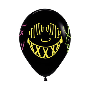 Neon Masks Fashion Black Latex Balloons 30cm 12pk