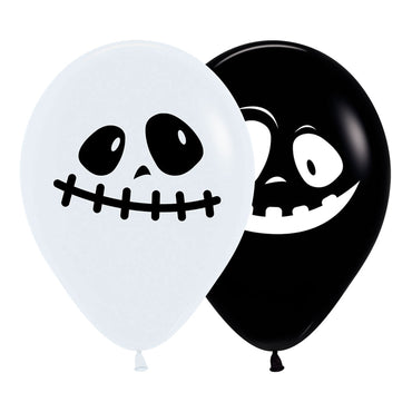 Ghosts Black & White Fashion Latex Balloons 30cm 12pk