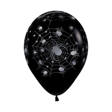 Silver Spiders Fashion Black Latex Balloons 30cm 12pk