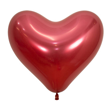 Hearts Metallic Reflex Crystal Red Latex Balloons 35cm 12pk