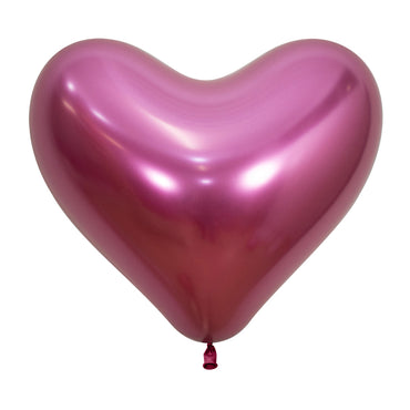 Hearts Metallic Reflex Fuchsia Latex Balloons 35cm 12pk