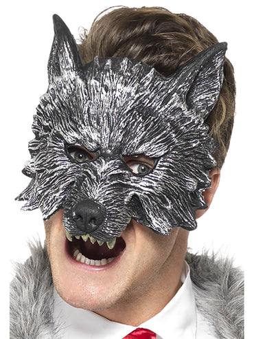 Grey Deluxe Big Bad Wolf Mask - Party Savers